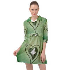 Music, Piano On A Heart Mini Skater Shirt Dress by FantasyWorld7