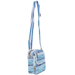 Blue Waves Pattern Shoulder Strap Belt Bag by designsbymallika