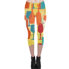 I Love Wine Capri Leggings  by designsbymallika