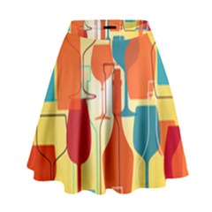 I Love Wine High Waist Skirt by designsbymallika