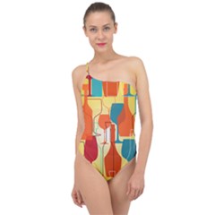 I Love Wine Classic One Shoulder Swimsuit by designsbymallika