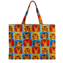 Cute Tiger Pattern Zipper Mini Tote Bag by designsbymallika