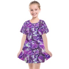 Botanical Violet Print Pattern 2 Kids  Smock Dress by dflcprintsclothing