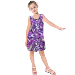 Botanical Violet Print Pattern 2 Kids  Sleeveless Dress by dflcprintsclothing