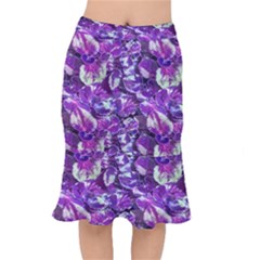 Botanical Violet Print Pattern 2 Short Mermaid Skirt by dflcprintsclothing