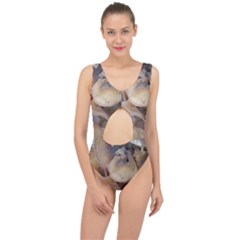 Close Up Mushroom Abstract Center Cut Out Swimsuit by Fractalsandkaleidoscopes