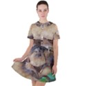 Close Up Mushroom Abstract Short Sleeve Shoulder Cut Out Dress  View1