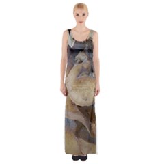 Close Up Mushroom Abstract Thigh Split Maxi Dress by Fractalsandkaleidoscopes