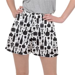 Wine Pattern Black White Ripstop Shorts by Vaneshart