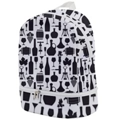 Wine Pattern Black White Zip Bottom Backpack by Vaneshart