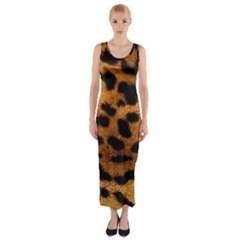 Leopard Skin Pattern Background Fitted Maxi Dress by Vaneshart