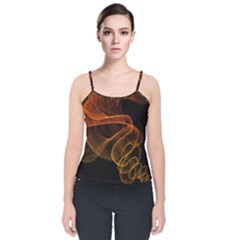 Circle Fractals Pattern Velvet Spaghetti Strap Top by HermanTelo