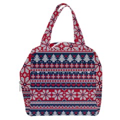 Beautiful Knitted Christmas Pattern Boxy Hand Bag by Vaneshart