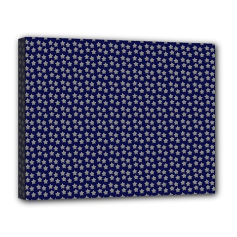 Grey Star Navy Blue Canvas 14  X 11  (stretched) by snowwhitegirl