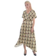 Chrix Pat Beige Cross Front Sharkbite Hem Maxi Dress by snowwhitegirl