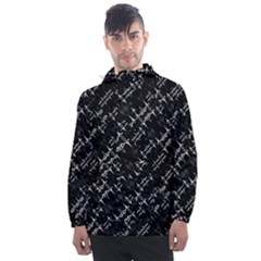 Black And White Ethnic Geometric Pattern Men s Front Pocket Pullover Windbreaker by dflcprintsclothing