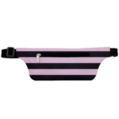 Black And Light Pastel Pink Large Stripes Goth Mime French Style Active Waist Bag by genx