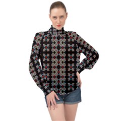 Illustrations Texture High Neck Long Sleeve Chiffon Top by Mariart