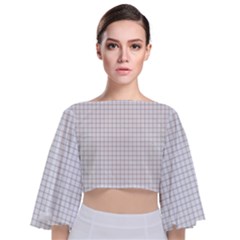 Aesthetic Black And White Grid Paper Imitation Tie Back Butterfly Sleeve Chiffon Top by genx