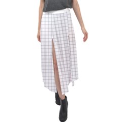 Aesthetic Black And White Grid Paper Imitation Velour Split Maxi Skirt by genx