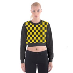 Checkerboard Pattern Black And Yellow Ancap Libertarian Cropped Sweatshirt by snek