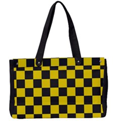 Checkerboard Pattern Black And Yellow Ancap Libertarian Canvas Work Bag by snek