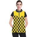 Checkerboard Pattern Black and Yellow Ancap Libertarian Women s Puffer Vest View1