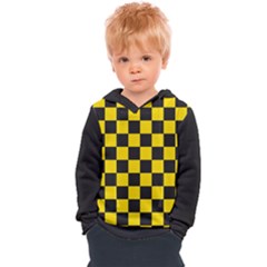 Checkerboard Pattern Black And Yellow Ancap Libertarian Kids  Overhead Hoodie by snek