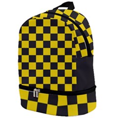 Checkerboard Pattern Black And Yellow Ancap Libertarian Zip Bottom Backpack by snek