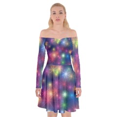 Abstract Background Graphic Space Off Shoulder Skater Dress by Bajindul