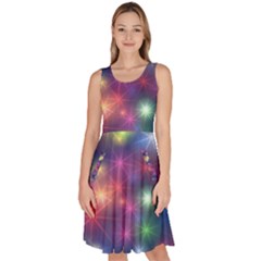 Abstract Background Graphic Space Knee Length Skater Dress With Pockets by Bajindul