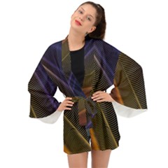 Rainbow Waves Mesh Colorful 3d Long Sleeve Kimono