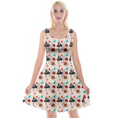 Retro Girls Dress In Black Pattern Reversible Velvet Sleeveless Dress by snowwhitegirl