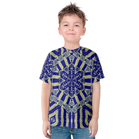 Wood Flower And Matches Mandala Vintage Kids  Cotton Tee by pepitasart