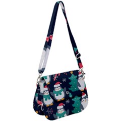 Colorful Funny Christmas Pattern Saddle Handbag by Vaneshart