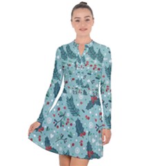 Seamless Pattern With Berries Leaves Long Sleeve Panel Dress by Vaneshart