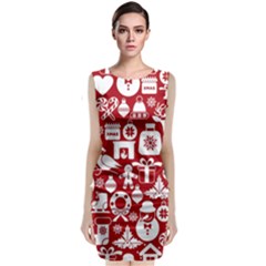 Christmas Seamless Pattern Icons Sleeveless Velvet Midi Dress by Vaneshart