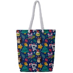 Colorful Funny Christmas Pattern Full Print Rope Handle Tote (small) by Vaneshart