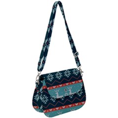 Beautiful Knitted Christmas Pattern Saddle Handbag by Vaneshart