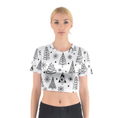 Seamless Pattern With Christmas Trees Cotton Crop Top by Vaneshart