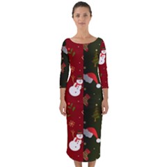 Hand Drawn Christmas Pattern Collection Quarter Sleeve Midi Bodycon Dress by Vaneshart