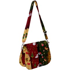 Hand Drawn Christmas Pattern Collection Saddle Handbag by Vaneshart