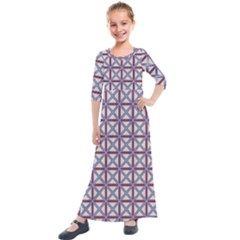 Df Donos Grid Kids  Quarter Sleeve Maxi Dress by deformigo