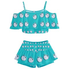 Big Apples Of Peace Kids  Off Shoulder Skirt Bikini by pepitasart