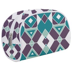 Teal And Plum Geometric Pattern Makeup Case (medium) by mccallacoulture