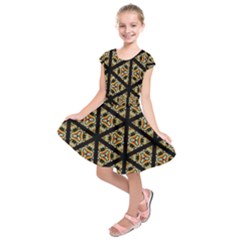 Pattern Stained Glass Triangles Kids  Short Sleeve Dress by HermanTelo