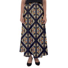 Pattern Stained Glass Triangles Flared Maxi Skirt by HermanTelo