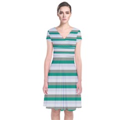 Stripey 4 Short Sleeve Front Wrap Dress by anthromahe