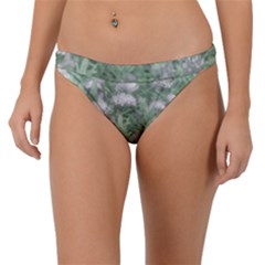 Green And White Textured Botanical Motif Manipulated Photo Band Bikini Bottom by dflcprintsclothing