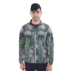 Green And White Textured Botanical Motif Manipulated Photo Men s Windbreaker by dflcprintsclothing